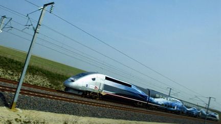 Le TGV lors d'un nouveau record de vitesse à 574.7 kilomètres par heure entre Paris et Strasbourg. (AFP - François Nascimbeni)