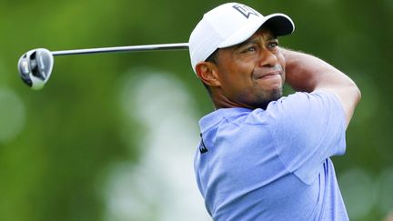 Tiger Woods au premier tour du Memorial Tournament à Dublin au club de golf de Muirfield, le 30 mai 2019. (MAXPPP)