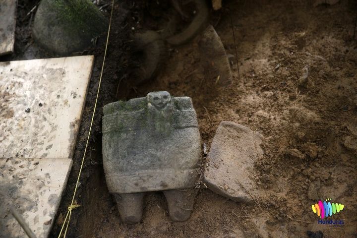 Une des sculptures découvertes lors des fouilles, le 12 janvier 2016.&nbsp; (ORLANDO SIERRA / AFP)