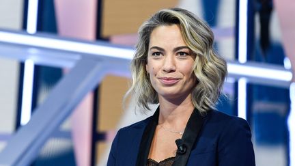 La&nbsp;journaliste&nbsp;Anne-Laure Bonnet&nbsp;lors d'une conférence de presse pour présenter la chaîne Téléfoot, le 18 août 2020, à Paris. (BERTRAND GUAY / AFP)