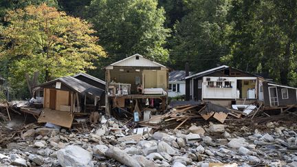 Des maisons détruites en Caroline du Nord, 2 octobre 2024. (ALLISON JOYCE / AFP)