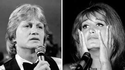 Claude François dans l'émission "Numéro Un" (photo non datée) ; Dalida en 1964
 (Robert Picard / Ina / AFP - Zumapress / MaxPPP)