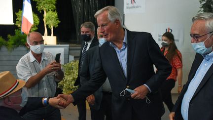 Michel Barnier, lors de l'université d'été des Républicains,&nbsp;le 28 août 2021 à La Baule. (SEBASTIEN SALOM-GOMIS / AFP)