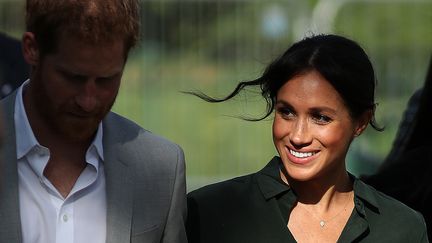 Le prince Harry et son épouse Meghan, le 3 octobre 2018 à Brighton,&nbsp;au Royaume-Uni. (DANIEL LEAL-OLIVAS / AFP)