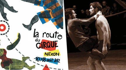 Affiche du festival de Nexon 2012 et spectacle Nichons-là par Rémi Luchez et Olivier Debelhoir
 (Charlène Crespel / Pôle National des Arts du Cirque Nexon Limousin)