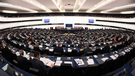 L'hémicycle du Parlement européen de Strasbourg, le 15 novembre 2017. (FREDERICK FLORIN / AFP)