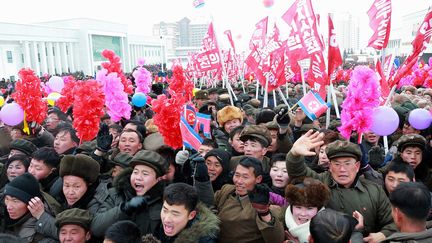 Des Nord-Coréens lors de l'inauguration de la ville de Samjiyon, en Corée du Nord, le 2 décembre 2019, selon les médias officiels de Corée du Nord. (AFP)