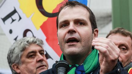 Benoît Teste, secrétaire général du syndicat FSU, le 13 janvier 2020. (LUDOVIC MARIN / AFP)