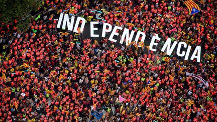 Les participants à la&nbsp;Diada, à Barcelone, le 11 septembre 2018. (ROSER VILALLONGA / CATALAN NATIONAL ASSEMBLY)