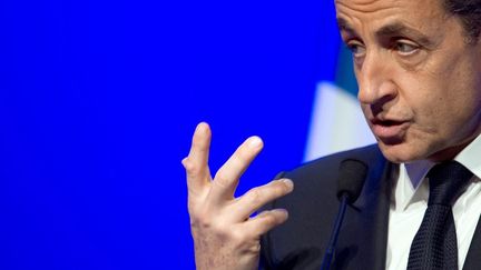 Nicolas Sarkozy en meeting &agrave; Longjumeau (Essonne), le 24 avril 2012. (MARTIN BUREAU / AFP)