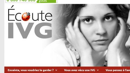 Capture d'écran du site controversé Ecoute IVG, qui se présente comme un "lieu d'écoute bienveillant" sur l'avortement. (ECOUTEIVG)