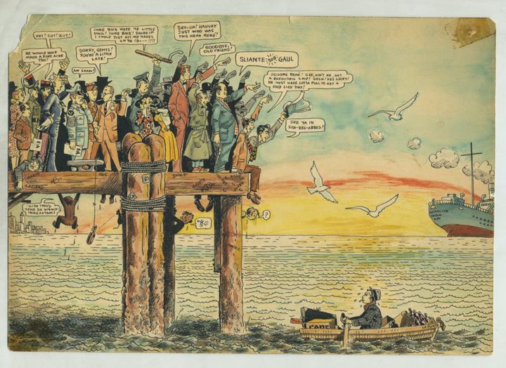 John Severin, "départ de Goscinny en barque, New York, 1951
 (Archives Anne Goscinny)