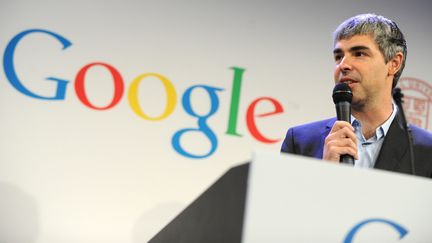 Larry Page, le PDG de Google, le 21 mai 2012 &agrave; New York (Etats-Unis). Il a annonc&eacute; le lancement d'une entreprise centr&eacute;e sur la sant&eacute; et le bien-&ecirc;tre, le 18 septembre 2013. (MAXPPP)