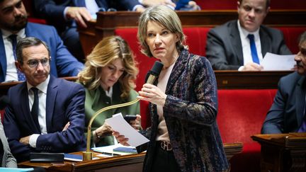 La ministre de l'Éducation nationale, Anne Genetet, le 8 octobre 2024 à l'Assemblée nationale. (THOMAS PADILLA / MAXPPP)