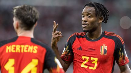 Le Belge Michy Batshuayi face au Maroc, le 27 novembre 2022 à Doha. (FOTO OLIMPIK / AFP)