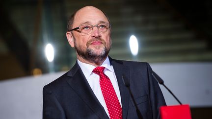 L'ex-président du Parlement européen,&nbsp;Martin Schulz, le 24 janvier 2017 à Berlin (Allemagne) &nbsp;lors d'une conférence de presse au siège de son parti, le SPD. (GREGOR FISCHER / DPA / AFP)