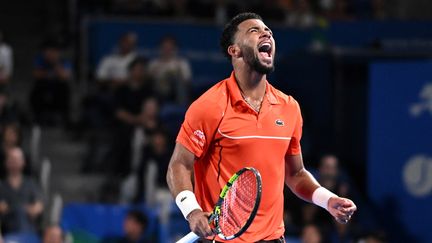 Arthur Fils en finale de l'ATP 500 à Tokyo face à Ugo Humbert, le 1er octobre 2024. (PHILIP FONG / AFP)