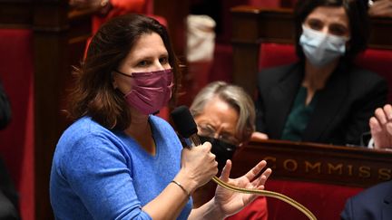 Roxana Maracineanu, ministre déléguée des sports, le 1er février 2022 à l'Assemblée Nationale. (ALAIN JOCARD / AFP)