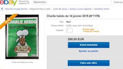 Capture d'&eacute;cran d'une page du site eBay, le 14 janvier 2015. (EBAY / FRANCETV INFO)