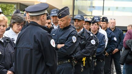 Hommage aux policiers et policières suicidé(e)s. À Montpellier, le 19 avril 2019. (RICHARD DE HULLESSEN / MAXPPP)