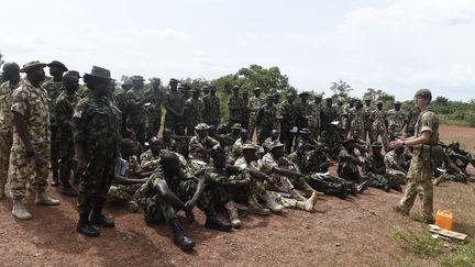 Des soldats nigérians, le 5 octobre 2017, à Jaji,&nbsp;dans l'Etat de&nbsp;Kaduna, au Nigeria.&nbsp; (PIUS UTOMI EKPEI / AFP)