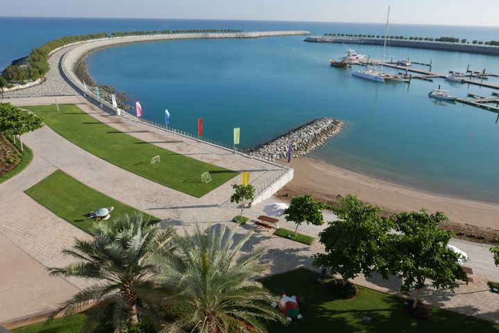 La marina vue depuis le Club Lookéa d'Al Mussanah, face aux eaux du golfe d'Oman (Photo Emmanuel Langlois)