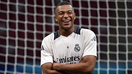 Kylian Mbappé during training ahead of the European Super Cup final on August 13, 2024. (SERGEI GAPON / AFP)