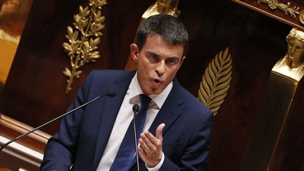 Manuel Valls &agrave; l'occasion de son discours de politique g&eacute;n&eacute;rale, mardi 16 septembre 2014, &agrave; l'Assembl&eacute;e, &agrave; Paris. (PATRICK KOVARIK / AFP)