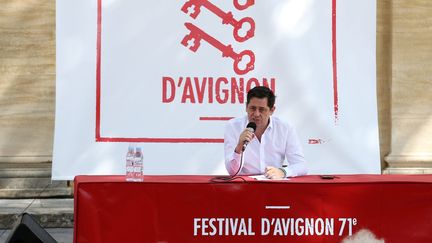 Olivier Py, le directeur du Festival d'Avignon, à la conférence de clôture de l'édition 2017
 (Cyril Hiely / PhotoPQR / La Provence / MaxPPP)