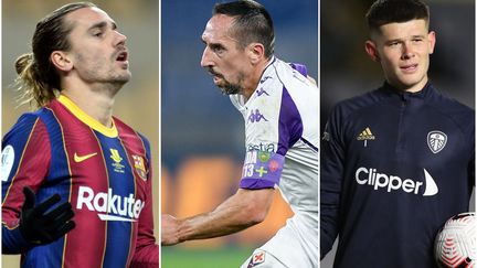 Antoine Griezmann (FC Barcelone), Franck Ribéry (Fiorentina) et Illan Meslier (Leeds)