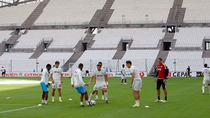 La tribune du stade Vélodrome fermée lors de la rencontre OM-Angers