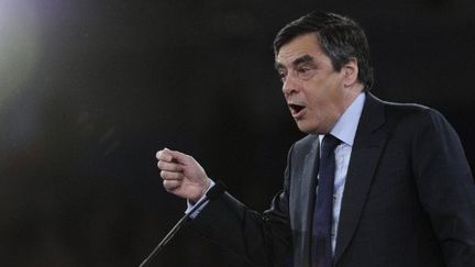 François Fillon prend la parole lors du meeting de Nicolas Sarkozy, à Villepinte, le 11 mars 2012. (AFP - Lionel Bonaventure)