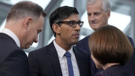 Le Premier ministre britannique Rishi Sunak, lors du sommet du Conseil de l'Europe, à Reykjavik, Islande, le 16 mai 2023. (ALASTAIR GRANT / POOL / AFP)