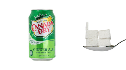 Une canette de 33 cl de Canada Dry contient 21 g de sucre, soit 4,2 morceaux. ( DR )