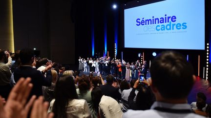 Les&nbsp;cadres du futur parti présidentiel Renaissance réunis en séminaire à Metz, le 27 août 2022. (JEAN-CHRISTOPHE VERHAEGEN / AFP)