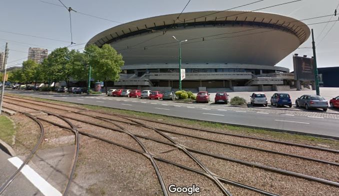 L'arrivée a eu lieu à côté de cette rame de tram (capture d'écran Google Maps)