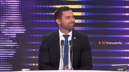 Julien Odoul, député de l'Yonne et porte-parole du RN, sur franceinfo, samedi 28 octobre 2023. (RADIOFRANCE / FRANCEINFO)