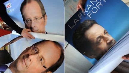 Les affiches de campagne François Hollande et Nicolas Sarkozy (PIERRE ANDRIEU / AFP)