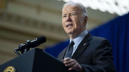 Le président des Etats-Unis, Joe Biden, lors d'un discours à   Washington, le 9 avril 2024. (SHUTTERSTOCK / SIPA)