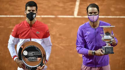 Rafael Nadal a dominé Novak Djokovic en finale du Masters 1000 de Rome dimanche 16 mai 2021 (FILIPPO MONTEFORTE / AFP)