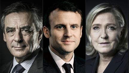 François Fillon, Emmanuel Macron, Marine Le Pen. (JOEL SAGET / AFP)