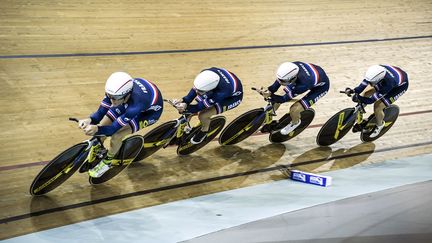 L'équipe de France de poursuite championne d'Europe (PHILIPPE LOPEZ / AFP)