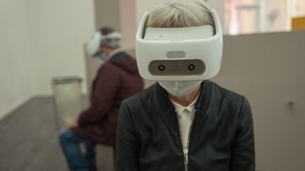 Réalité virtuelle à l'exposition "Pompéi" au Grand Palais, le 5 octobre 2020 (QUEMENER YVES-MARIE / PHOTOPQR / OUEST FRANCE / MAXPPP)