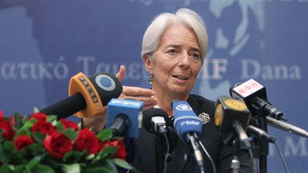 La directrice g&eacute;n&eacute;rale du FMI, Christine Lagarde, lors d'une conf&eacute;rence de presse &agrave; P&eacute;kin, le 10 novembre 2011. (Zhang Wei)