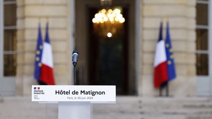 L'hôtel de Matignon, à Paris, le 30 juin 2024. (LUDOVIC MARIN / AFP)