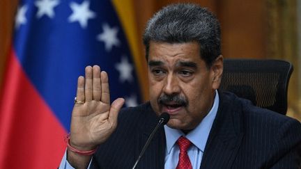 Nicolas Maduro speaks during a press conference with international media, in Caracas, Venezuela, on July 31, 2024. (FEDERICO PARRA / AFP)