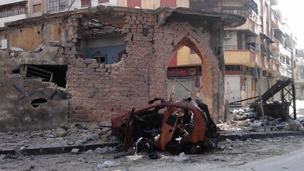 A Homs (centre de la Syrie), le 10 avril 2012. (HO / SHAAM NEWS NETWORK / AFP)