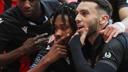 Amine Gouiri, buteur face à l'OM, le 20 mars 2021. (VALERY HACHE / AFP)