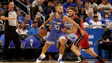 Evzn Fournier, le numéro 10 de l'équipe de basket des Orlando Magic, à Orlando (Floride). (SAM GREENWOOD / GETTY IMAGES NORTH AMERICA)