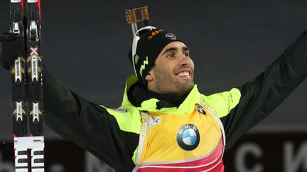 &nbsp; (Martin Fourcade remporte sa 4e Coupe du monde consécutive de biathlon en Russie © MaxPPP)